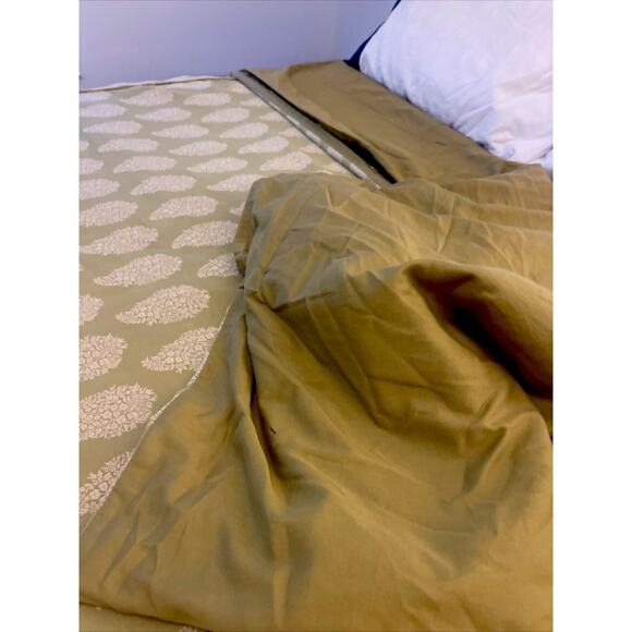 Pottery Barn GORGEOUS rare Queen Cotton Blend Reversible Duvet Cover. Green Pri - Picture 5 of 8
